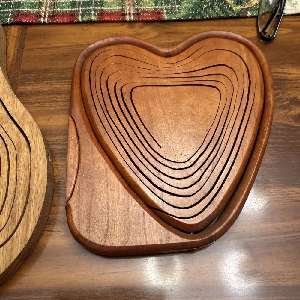 Lot‎ 2 Wooden Trivets Converts To Pear Tree Basket Heart